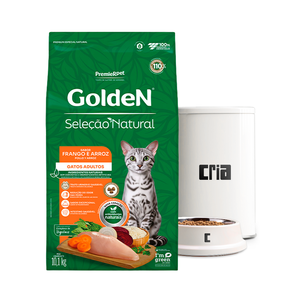 Premier Golden Seleção Natural Gato Adulto Sabor Frango e Arroz (venda por 100g)