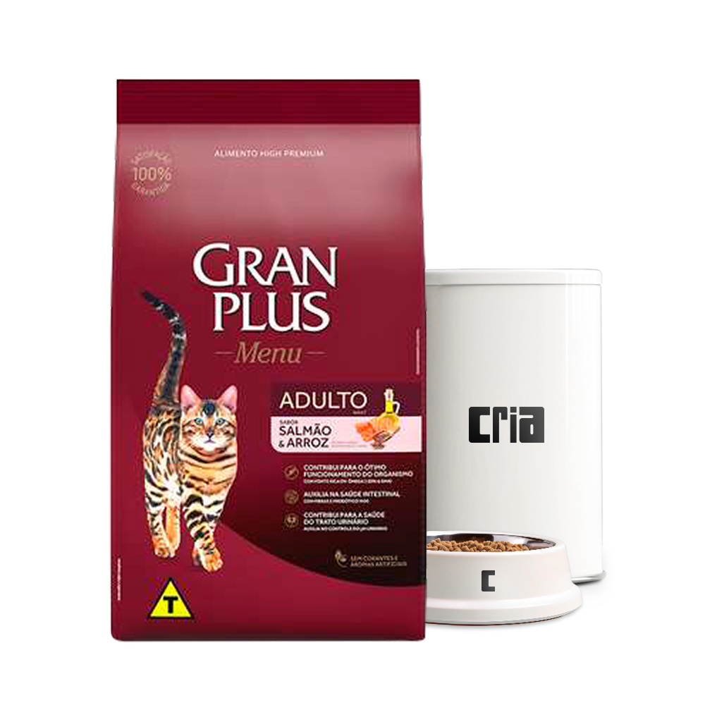 Gran Plus Menu Gato Adulto Sabor Salmão e Arroz (venda por 100g)
