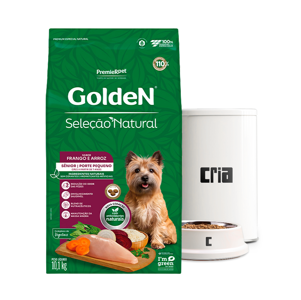 Premier Golden Seleção Natural Cão Sênior Pequeno Porte Frango e Arroz (venda por 100g)