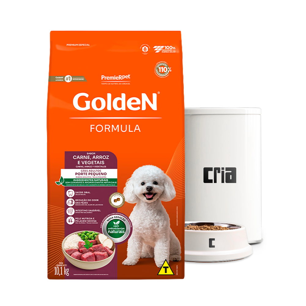 Premier Golden Formula Cão Adulto Porte Pequeno Mini Bits Sabor Carne e Arroz (venda por 100g)