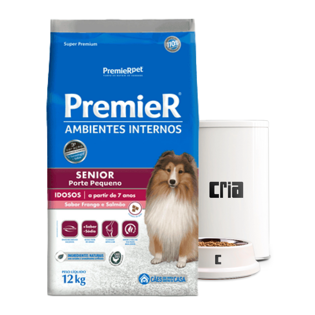 PremieR Cães Porte Pequeno Senior Acima de 7 anos Ambientes Internos Sabor Frango e Salmão (venda por 100g)