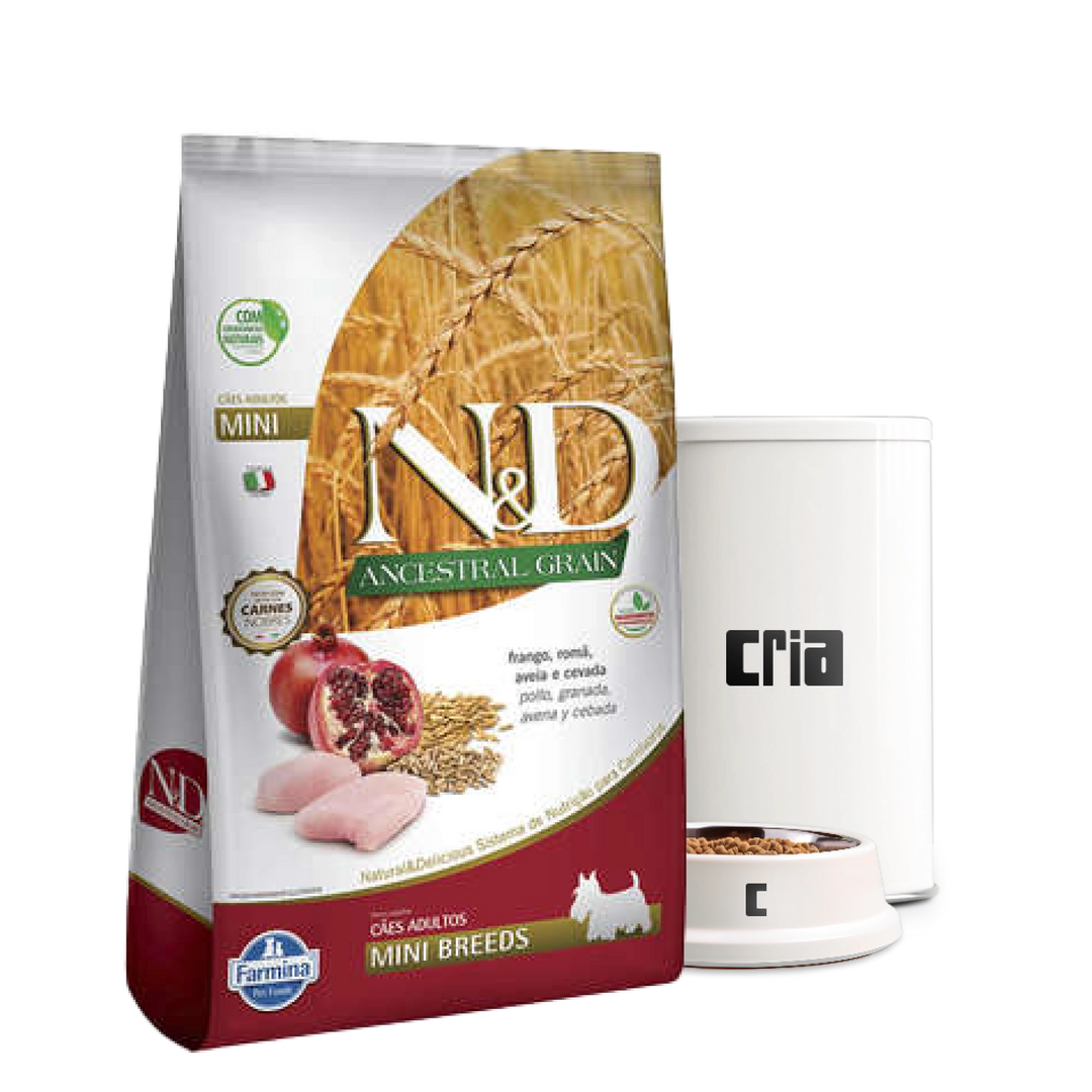 N&D Ancestral Grain Cães Adultos Porte Mini ou Pequeno Sabor Frango e Romã (venda por 100g)