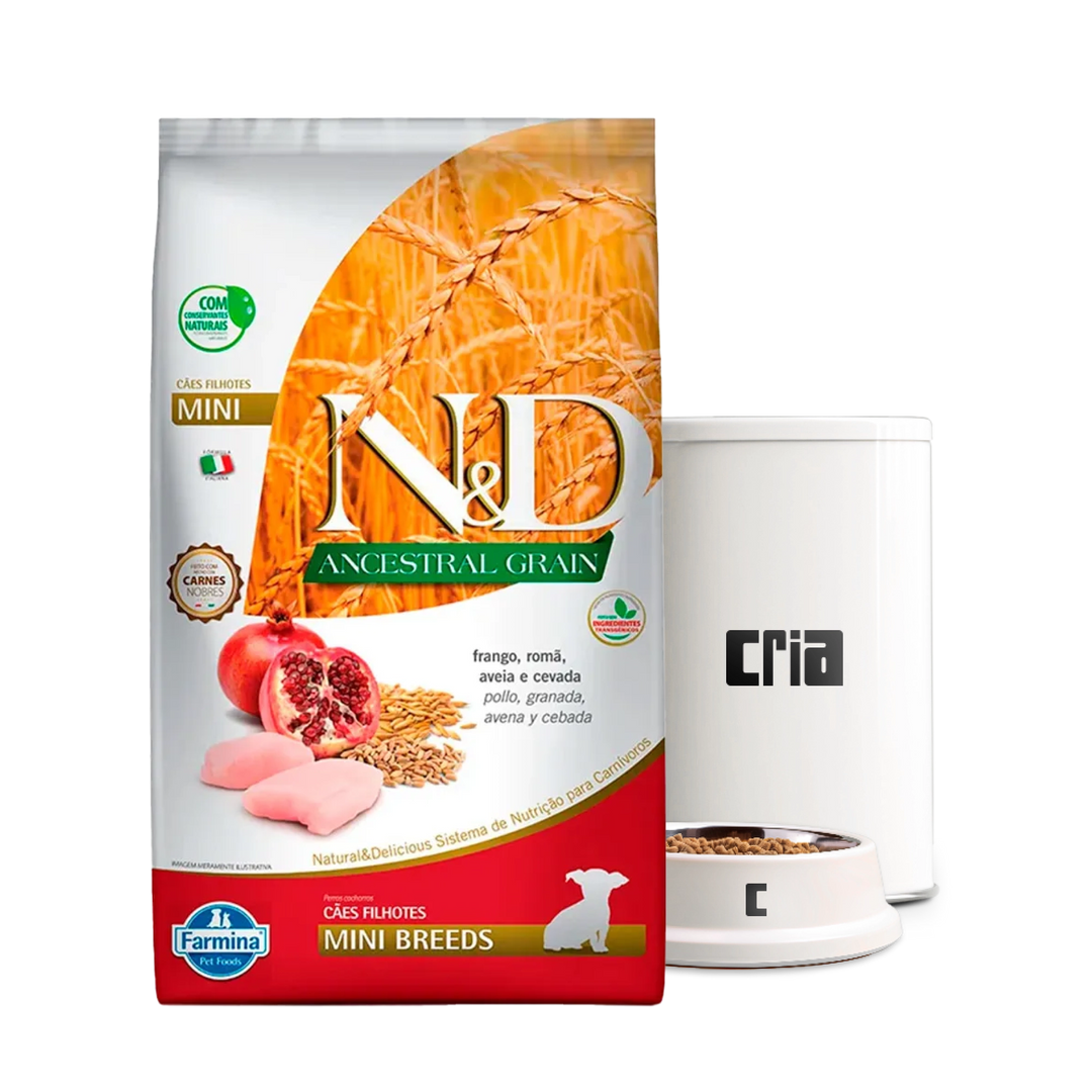 N&D Ancestral Grain Cães FIlhotes Porte Mini ou Pequeno Sabor Frango e Romã (venda por 100g)