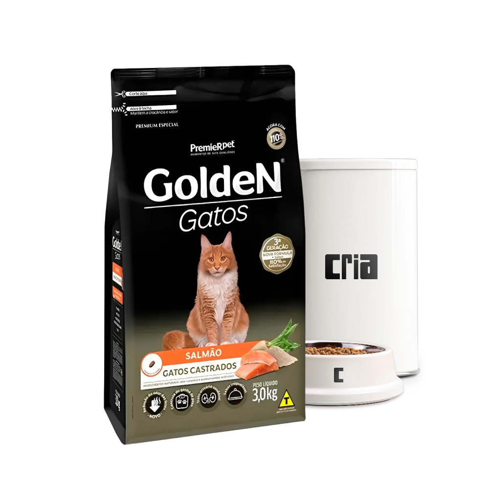 Premier Golden Gato Adulto Castrado Sabor Salmão (venda por 100g)