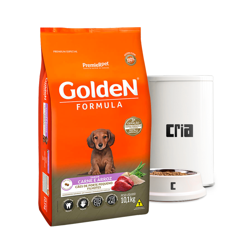 Premier Golden Formula Cão Filhote Porte Pequeno Sabor Carne e Arroz (venda por 100g)