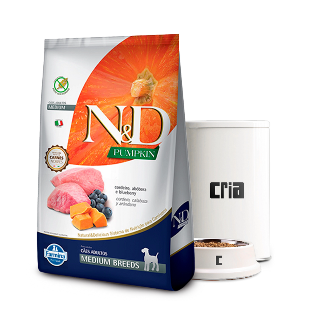 N&D Pumpkin Cães Adultos Porte Médio Sabor Cordeiro, Abóbora e Blueberry (venda por 100g)