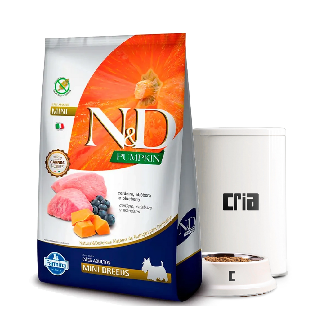 N&D Pumpkin Cães Adultos Porte Mini ou Pequeno Sabor Cordeiro, Abóbora e Blueberry (venda por 100g)