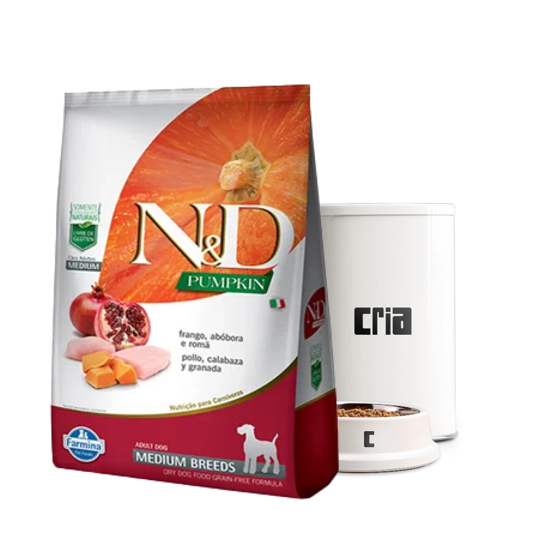 N&D Pumpkin Cães Adultos Porte Médio Sabor Frango, Abóbora e Romã (venda por 100g)