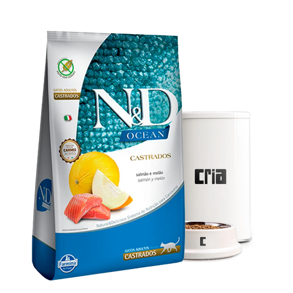 N&D Ocean Gato Adulto Castrado Sabor Salmão e Melão (venda por 100g)