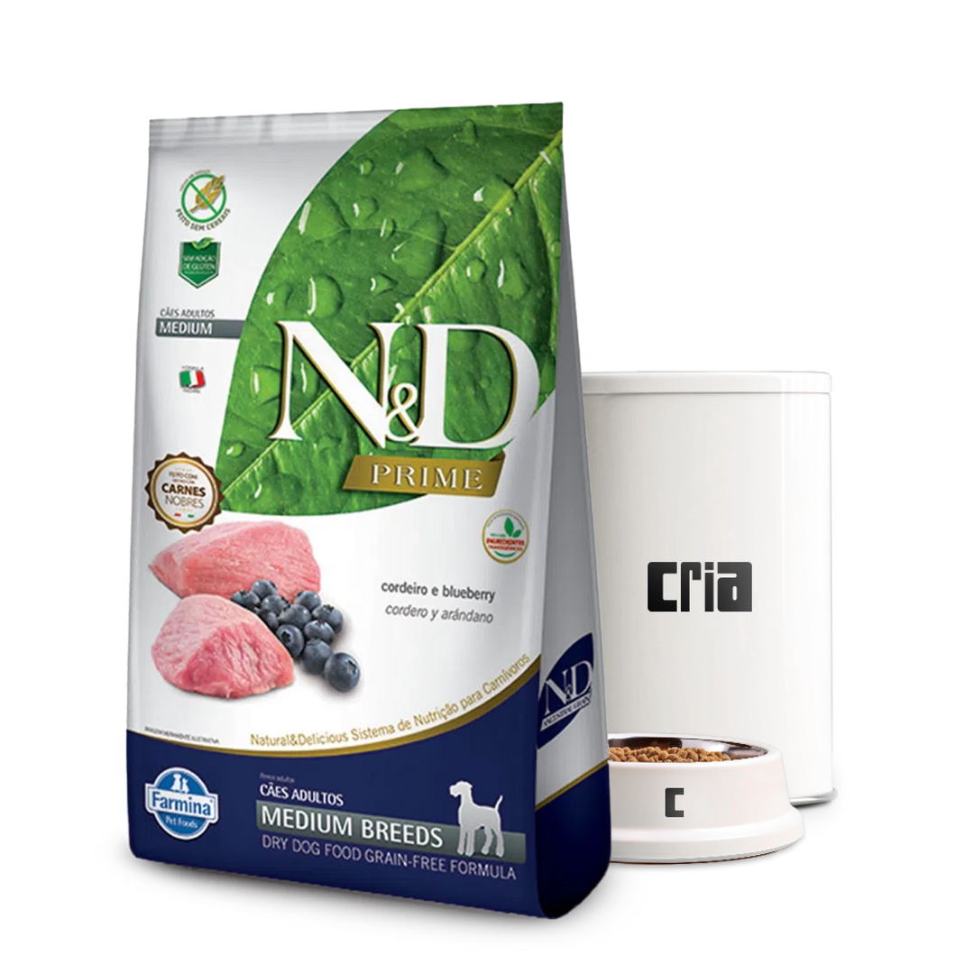 N&D Prime Cães Adultos Porte Médio Sabor Cordeiro e Blueberry (venda por 100g)