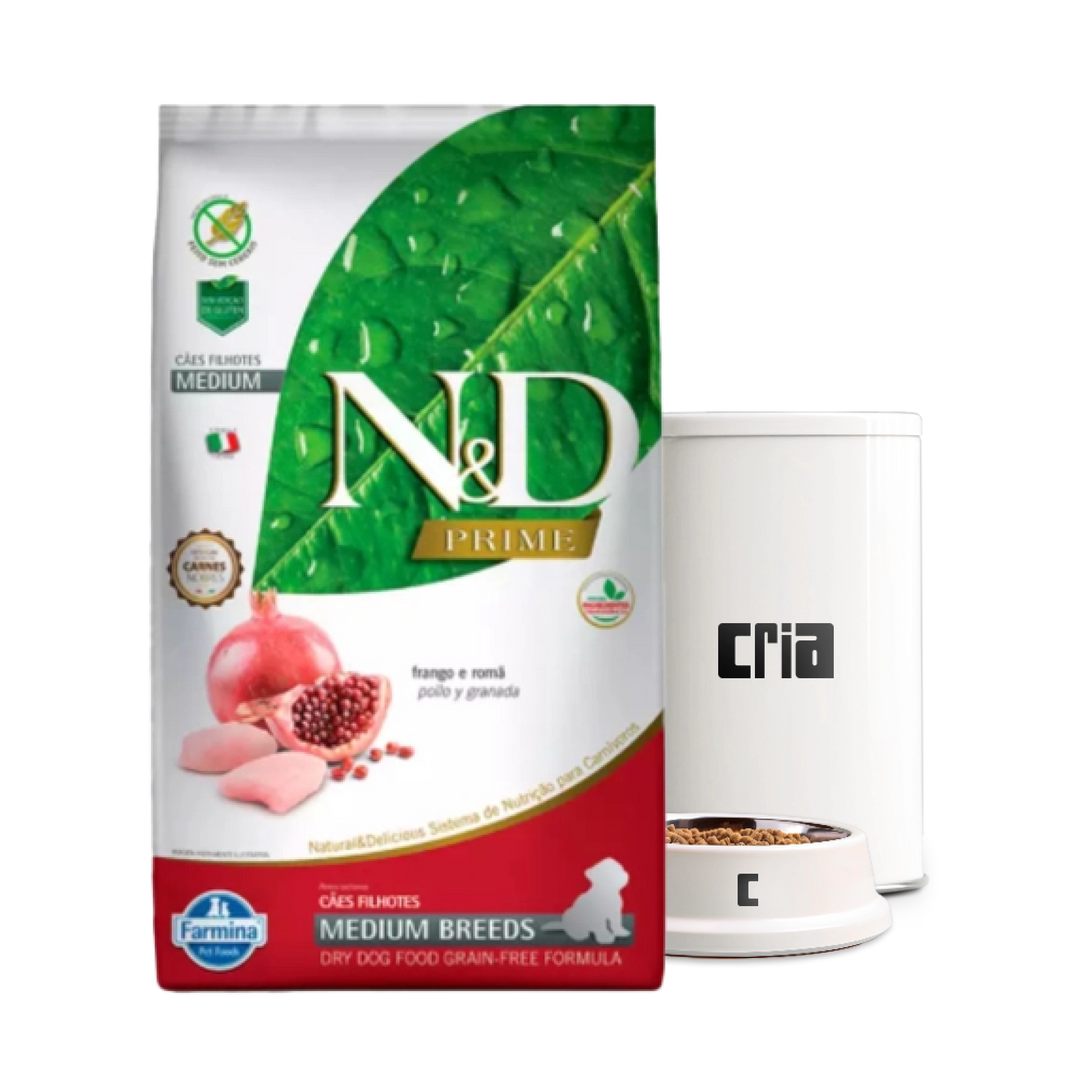 N&D Prime Cães Filhotes Porte Médio Sabor Frango e Romã (venda por 100g)