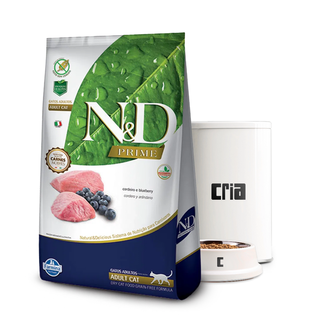 N&D Prime Gatos Adultos Sabor Cordeiro e Blueberry (venda por 100g)