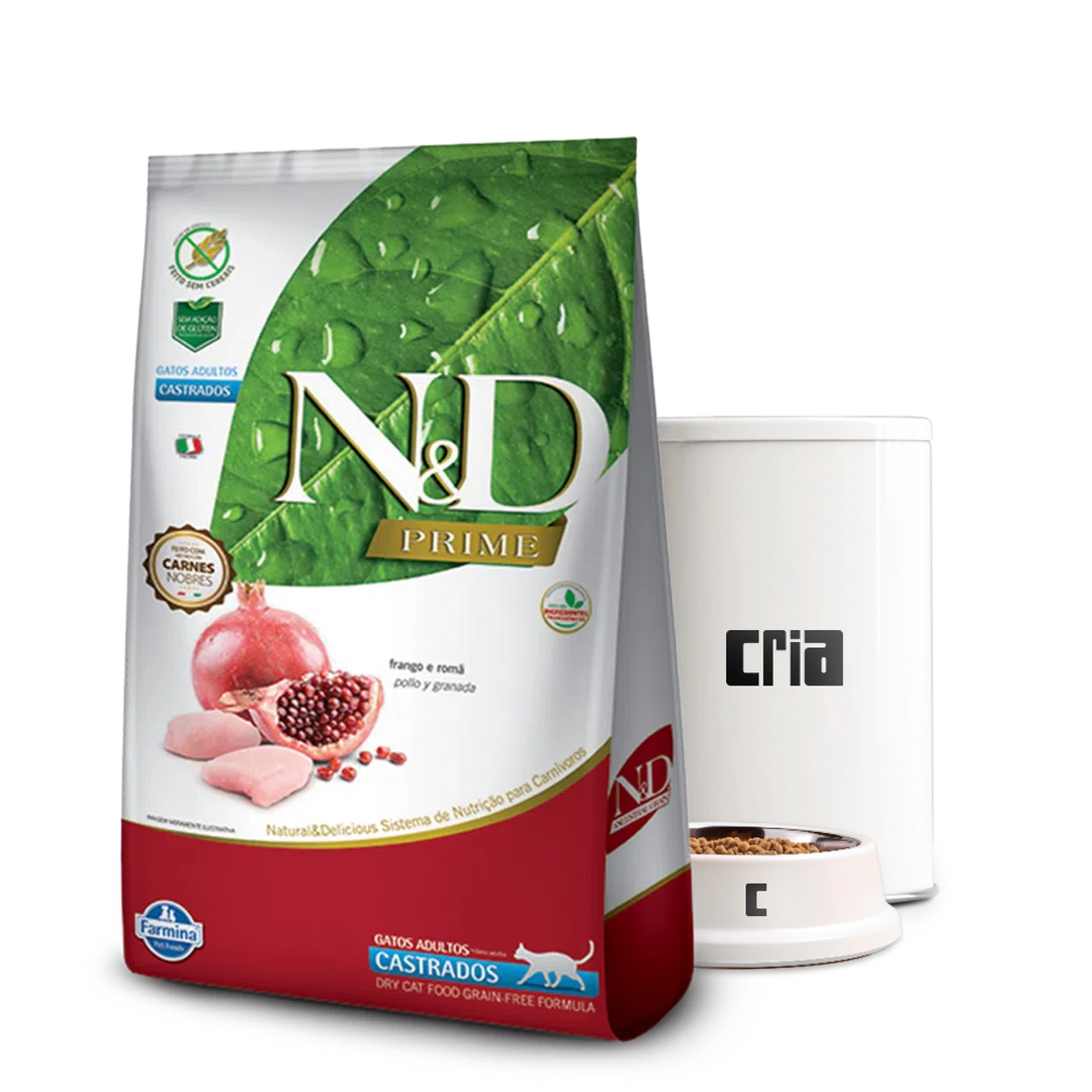 N&D Prime Gatos Adultos Castrados Sabor Frango e Romã (venda por 100g)