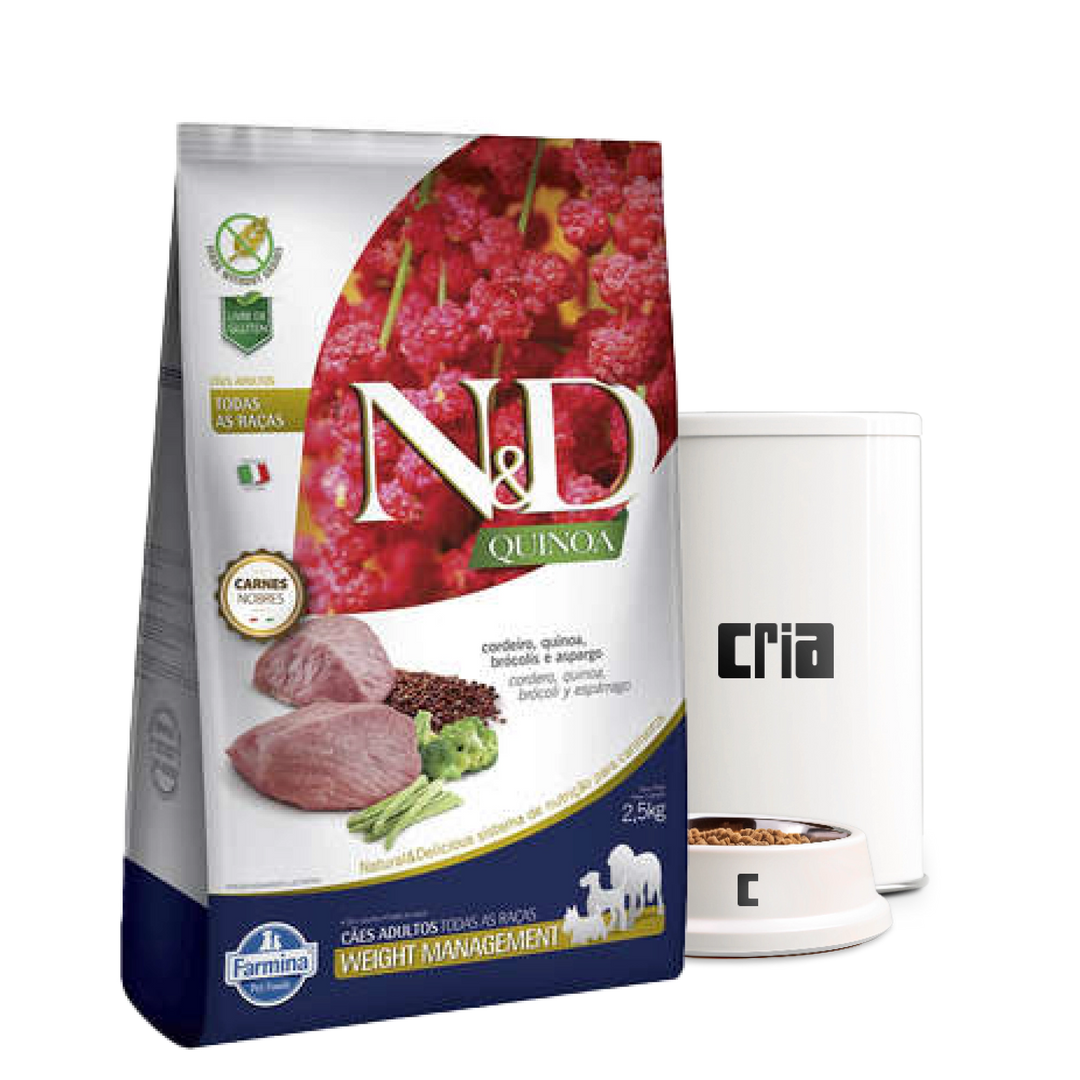 N&D Quinoa Weight Management Cães Adultos Sabor Cordeiro (venda por 100g)