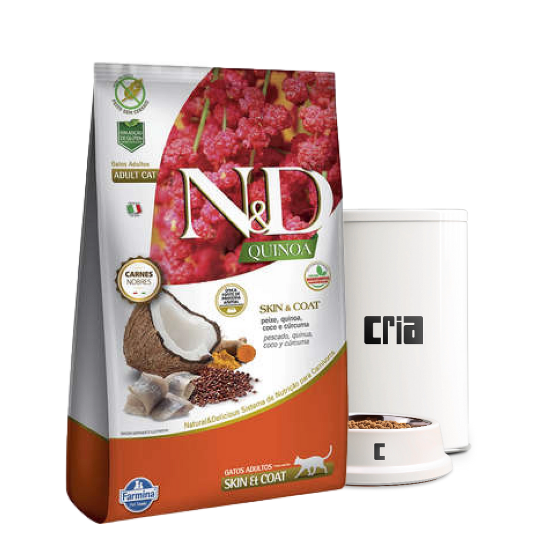 N&D Quinoa Skin & Coat Gatos Adultos Sabor Peixe (venda por 100g)