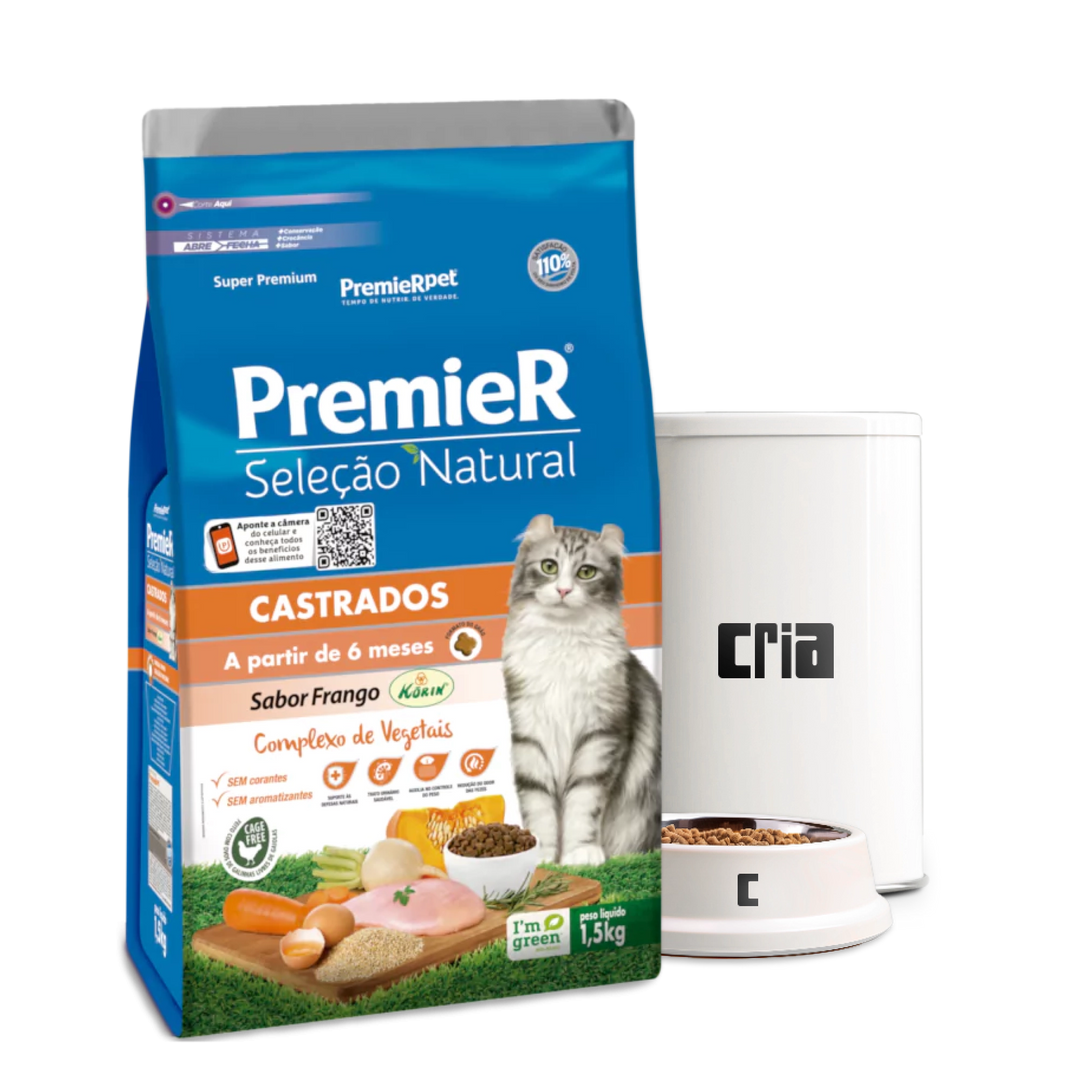 PremieR Seleção Natural Gatos Adultos Castrados Sabor Frango Korin (venda por 100g)