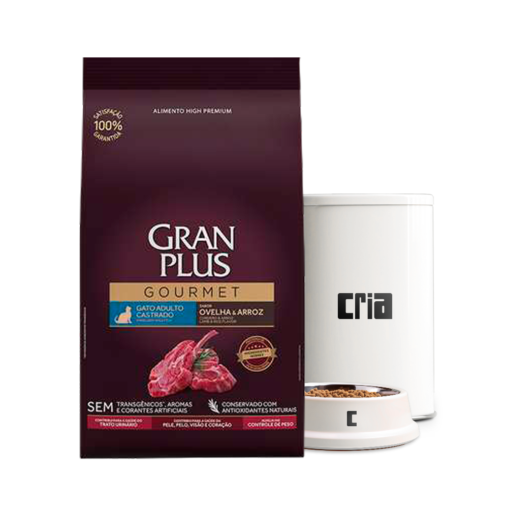 Gran Plus Gourmet Gato Adulto Castrado Ovelha e Arroz (venda por 100g)