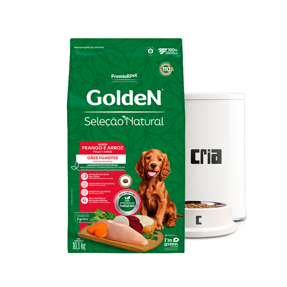 Premier Golden Seleção Natural Cães Filhote Sabor Frango e Arroz (venda por 100g)