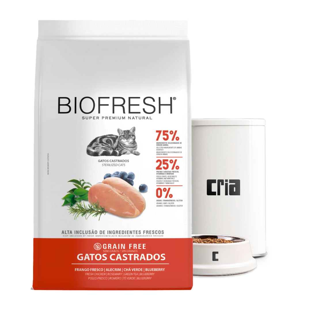 Biofresh Gatos Adultos Castrados Grain Free Sabor Frango, Alecrim e Chá Verde (venda por 100g)