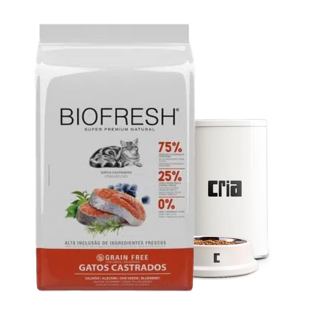 Biofresh Gatos Adultos Castrados Grain Free Sabor Salmão, Alecrim e Chá Verde (venda por 100g)