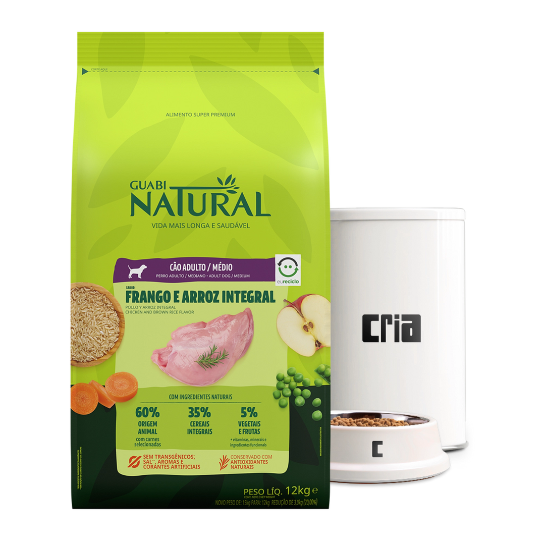 Guabi Natural Cães Adultos Porte Médio Sabor Frango e Arroz Integral (venda por 100g)