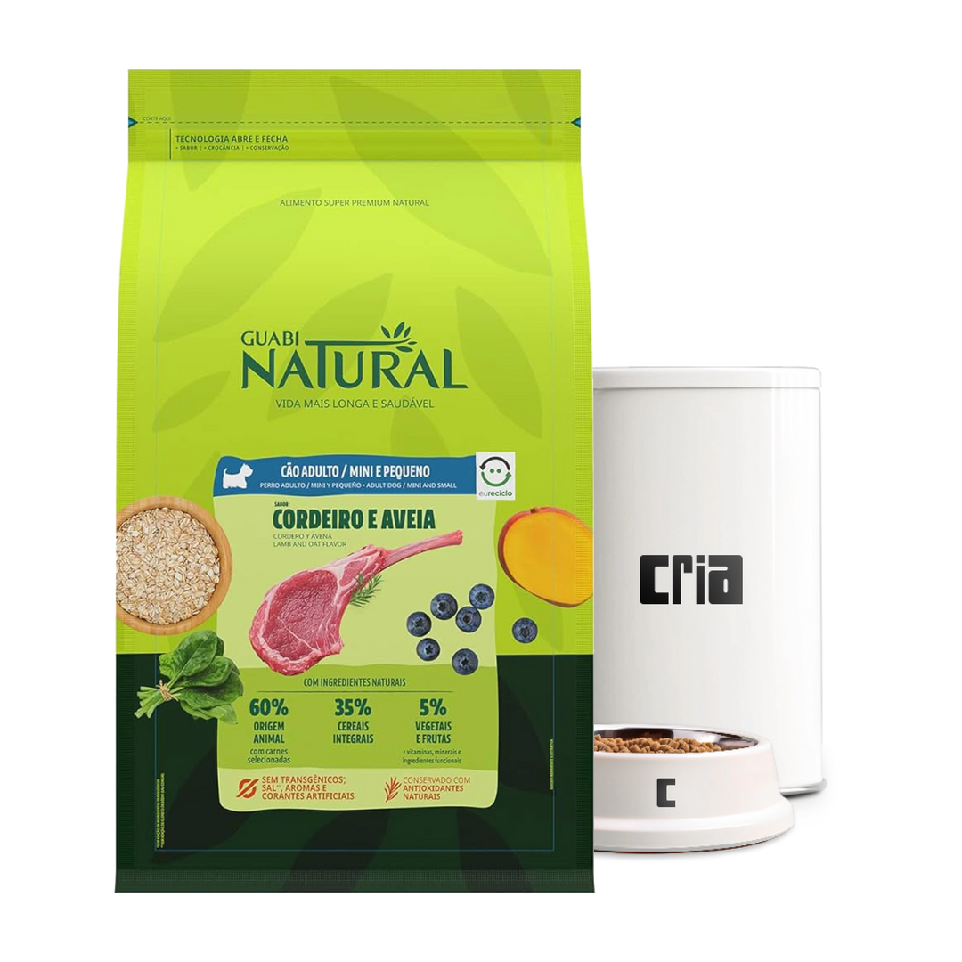 Guabi Natural Cães Adultos Porte Pequeno ou Mini Sabor Cordeiro e Aveia (venda por 100g)