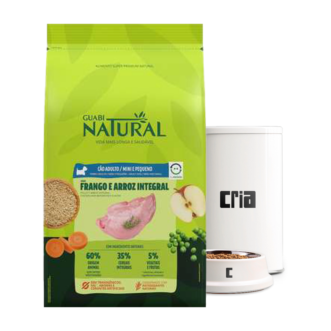 Guabi Natural Cães Adultos Porte Pequeno ou Mini Sabor Frango e Arroz Integral (venda por 100g)