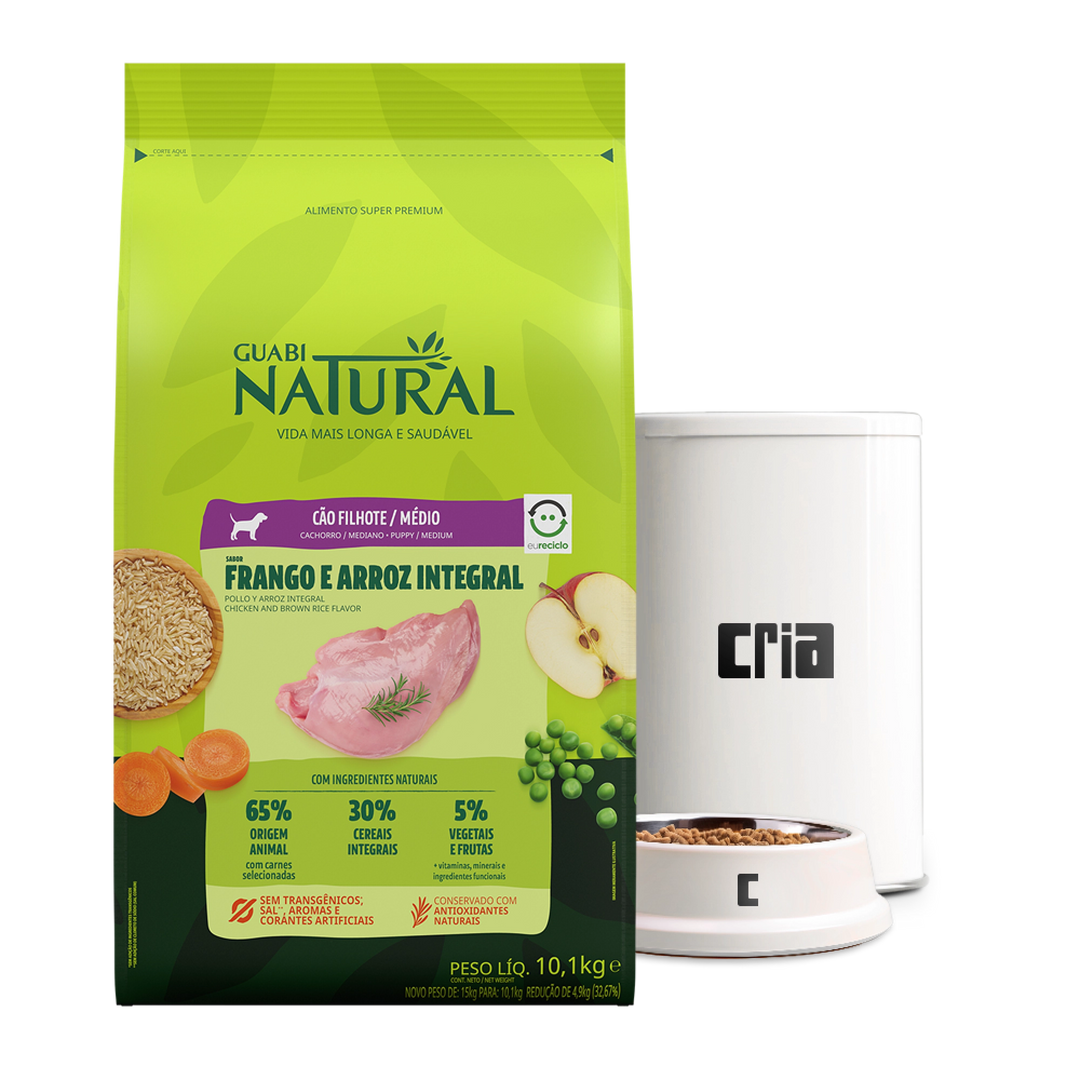 Guabi Natural Cães Filhotes Porte Médio Sabor Frango e Arroz Integral (venda por 100g)