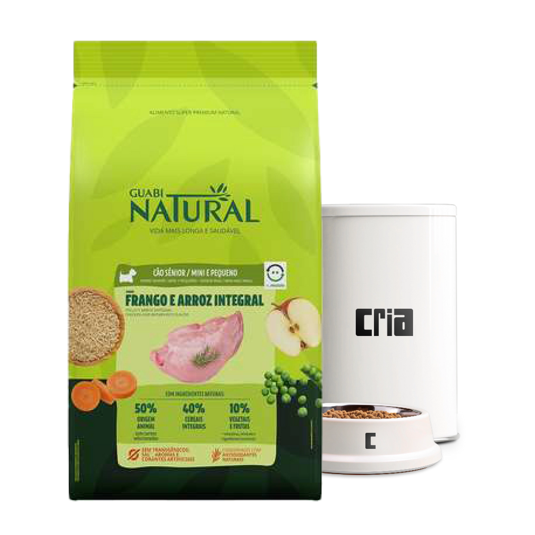 Guabi Natural Cães Sênior Porte Pequeno ou Mini Sabor Frango e Arroz Integral (venda por 100g)