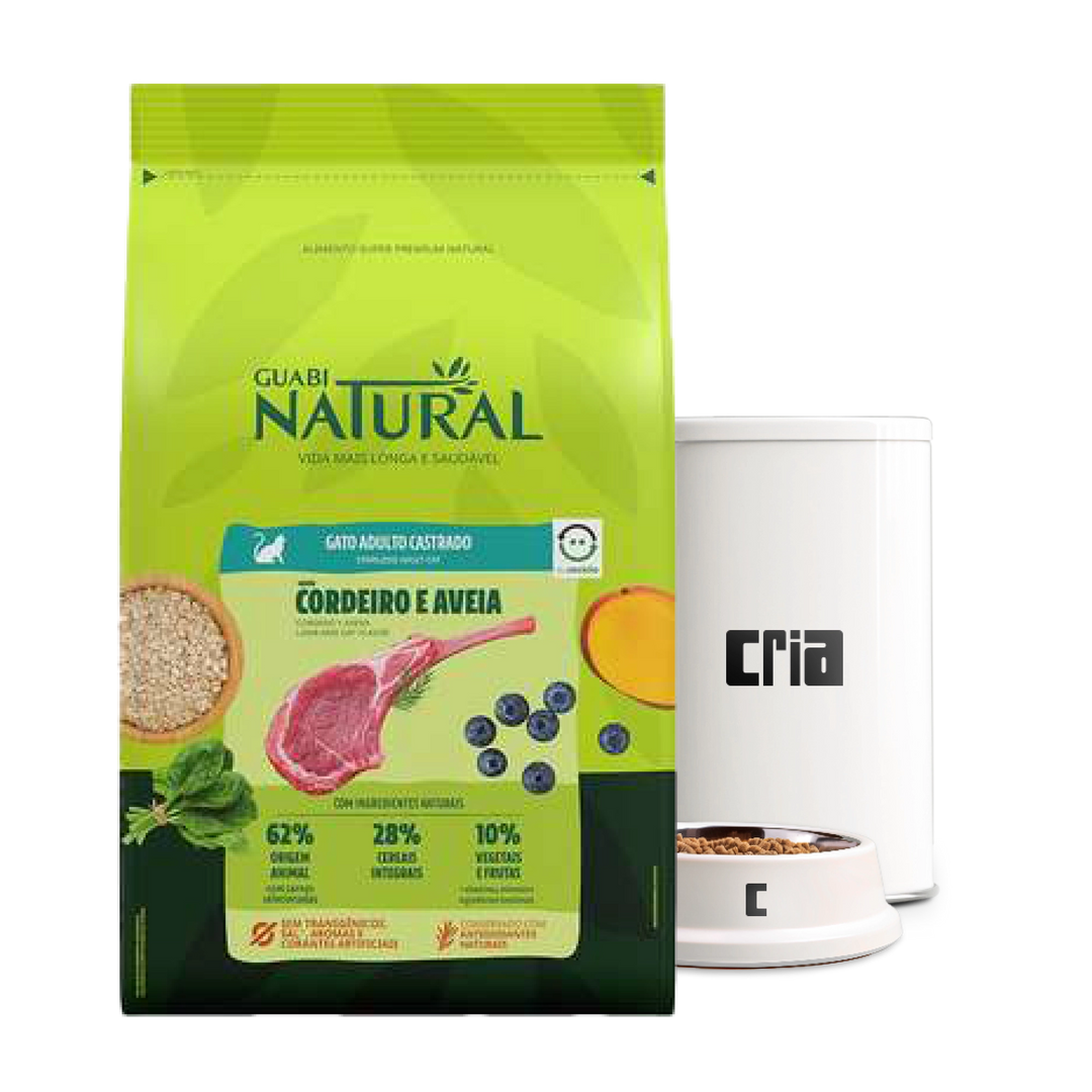 Guabi Natural Gatos Adultos Castrados Sabor Cordeiro e Aveia (venda por 100g)