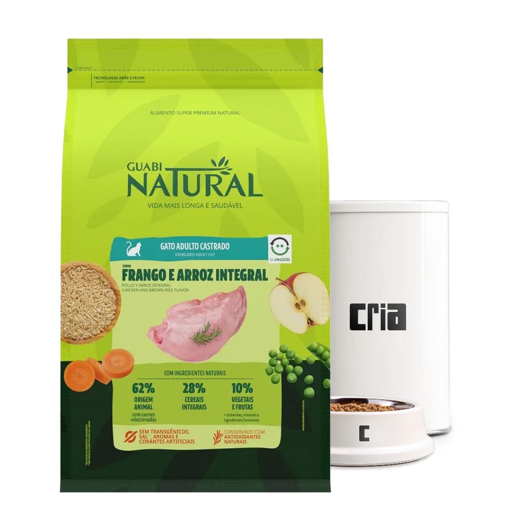 Guabi Natural Gatos Adultos Castrados Sabor Frango e Arroz Integral (venda por 100g)