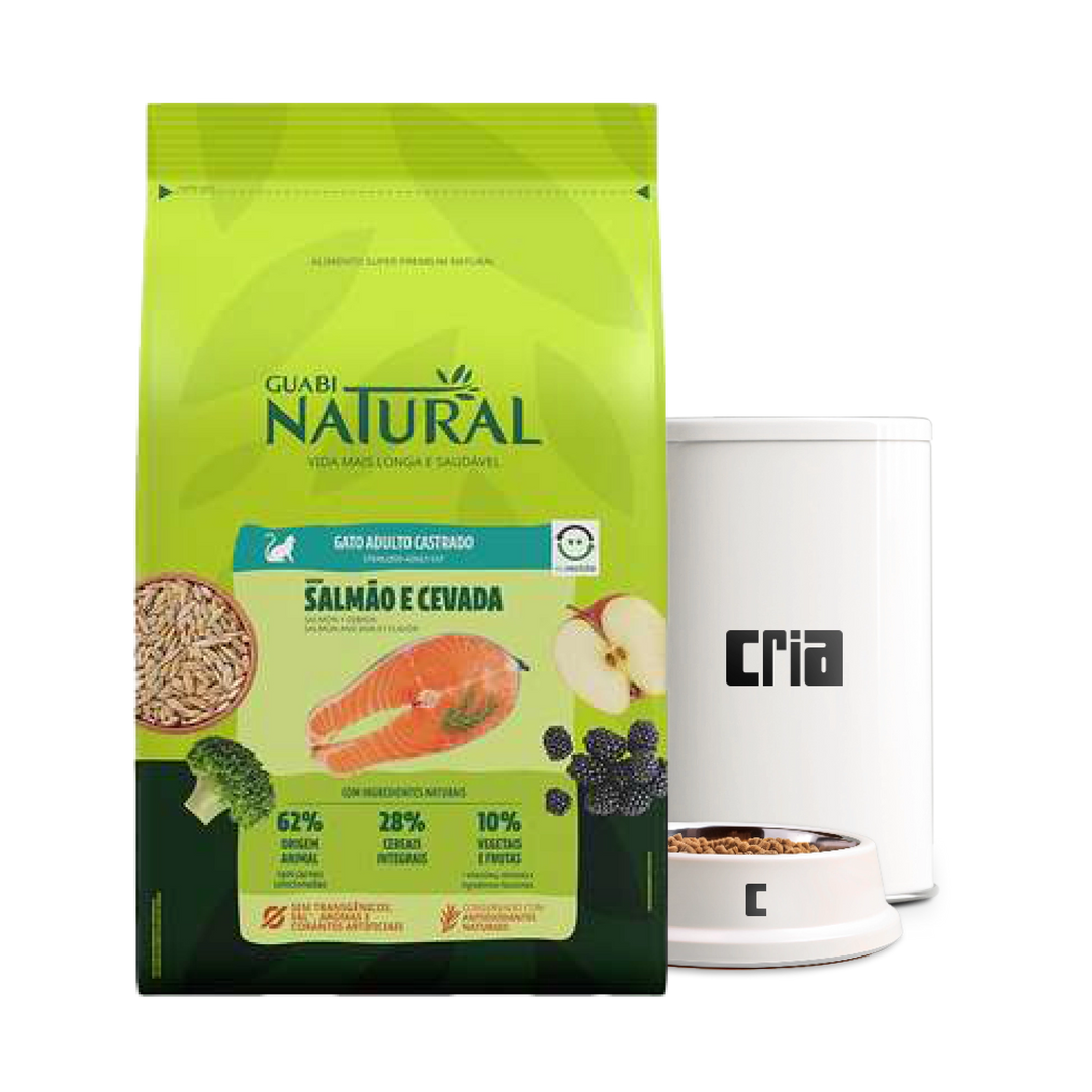 Guabi Natural Gatos Adultos Castrados Sabor Salmão e Cevada (venda por 100g)