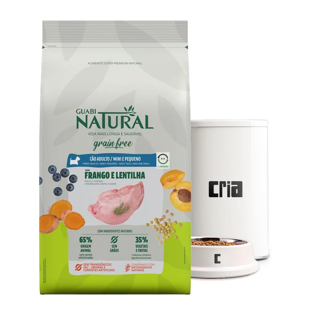 Guabi Natural Grain Free Cães Porte Pequeno ou Mini Sabor Frango e Lentilha (venda por 100g)
