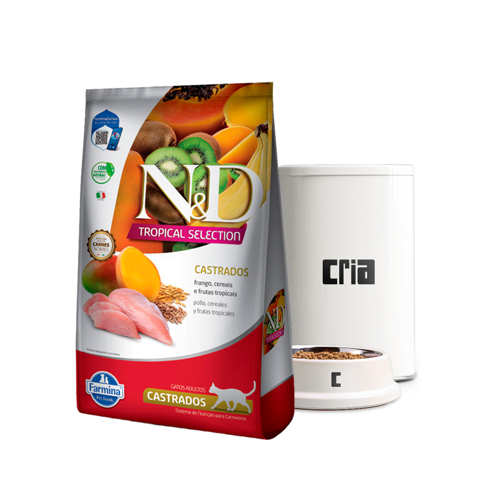 N&D Tropical Selection Gato Adulto Castrado Sabor Frango Cereais e Frutas Tropicais (venda por 100g)