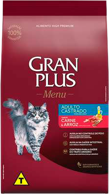 Gran Plus Menu Gato Adulto Castrado Carne e Arroz (venda por 100g)